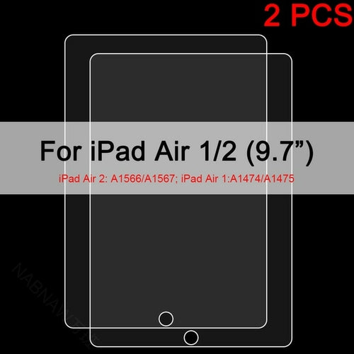 2PCS Tempered Glass Screen Protector for iPad 9 8 7 6 10 Air 5 4 3 2