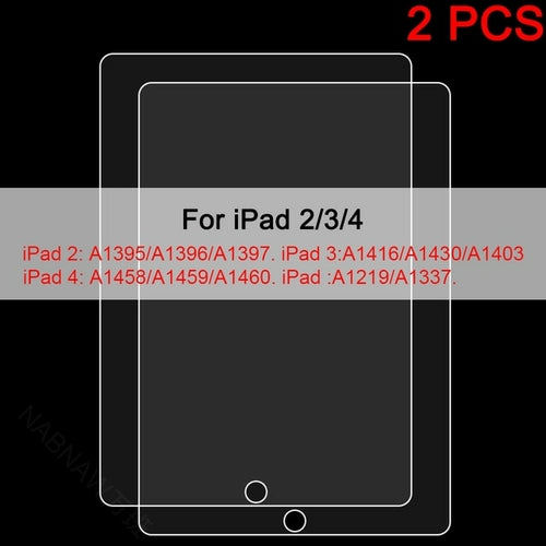 2PCS Tempered Glass Screen Protector for iPad 9 8 7 6 10 Air 5 4 3 2