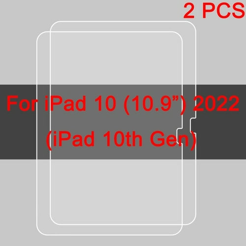 2PCS Tempered Glass Screen Protector for iPad 9 8 7 6 10 Air 5 4 3 2