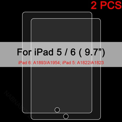 2PCS Tempered Glass Screen Protector for iPad 9 8 7 6 10 Air 5 4 3 2