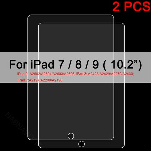 2PCS Tempered Glass Screen Protector for iPad 9 8 7 6 10 Air 5 4 3 2