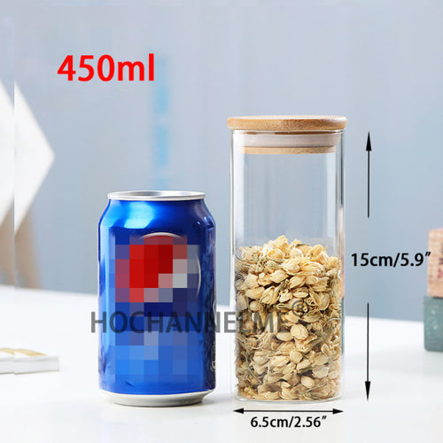 Mason Candy Jar For Spices Glass Bamboo Cover Container Glass Jars