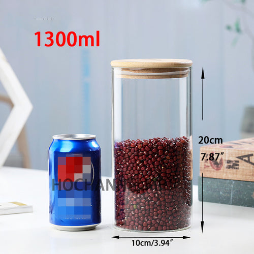 Mason Candy Jar For Spices Glass Bamboo Cover Container Glass Jars