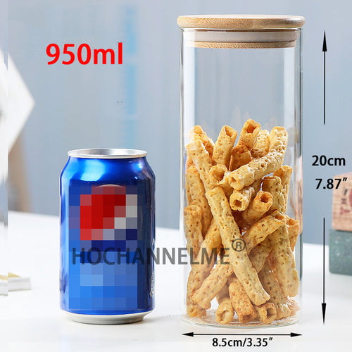 Mason Candy Jar For Spices Glass Bamboo Cover Container Glass Jars