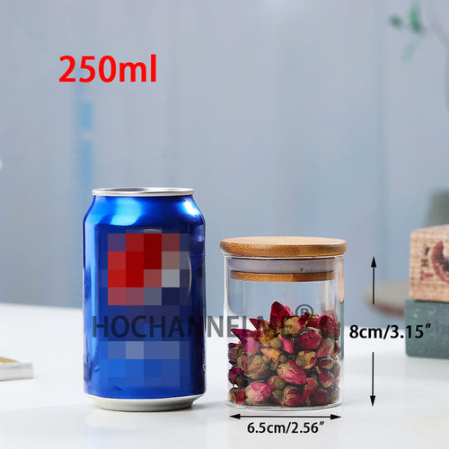 Mason Candy Jar For Spices Glass Bamboo Cover Container Glass Jars