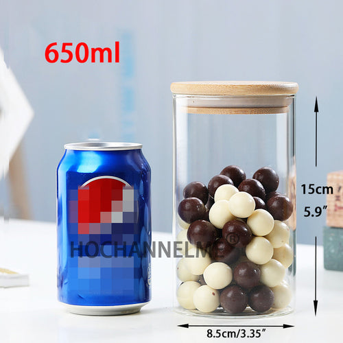 Mason Candy Jar For Spices Glass Bamboo Cover Container Glass Jars