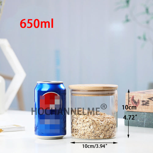 Mason Candy Jar For Spices Glass Bamboo Cover Container Glass Jars