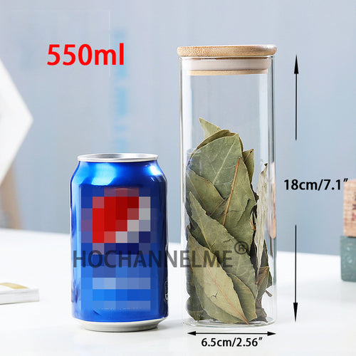 Mason Candy Jar For Spices Glass Bamboo Cover Container Glass Jars