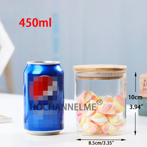 Mason Candy Jar For Spices Glass Bamboo Cover Container Glass Jars