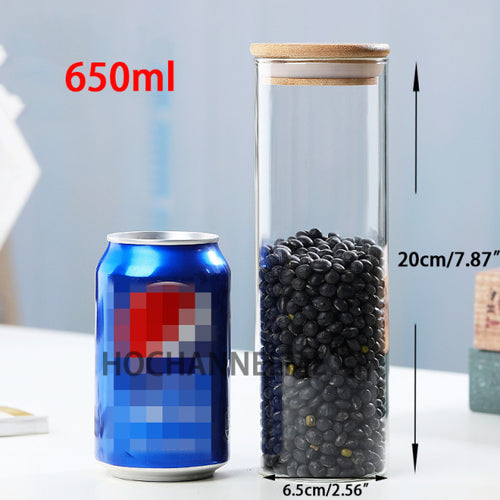 Mason Candy Jar For Spices Glass Bamboo Cover Container Glass Jars